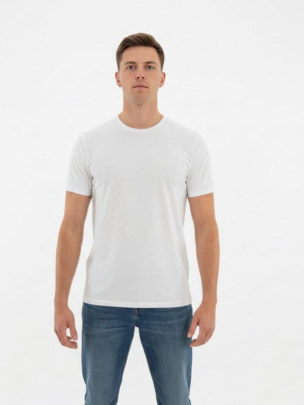 NWT Bamboo Organic Cotton Crew Tee White Soft Premium S-XXL